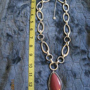 Vintage The Sak Stunning Silver Tone and stone Necklace.  NWT